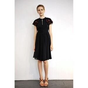 Sari Gueron Silk Cotton Sequined Embellished Dress Sz 4 Resort 2009 Black